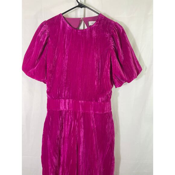 NWT Adelyn Rae Velvet Jumpsuit - Women Size S - Hot Pink - Holiday Party Outfit - Picture 2 of 7